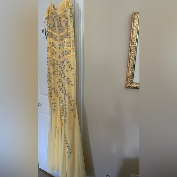 V163 Vintage Sean Collection Pastel Yellow Beaded Dress (L-XL) main image 1